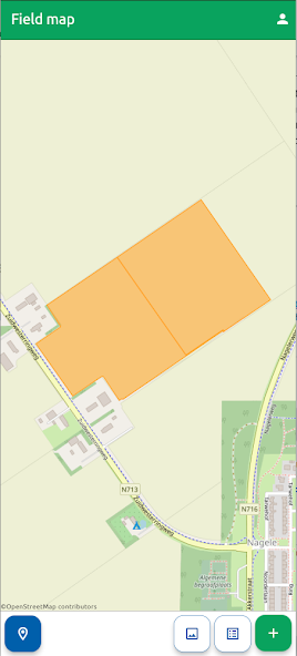 FarmDataViewer app — field map with highlighted parcels
